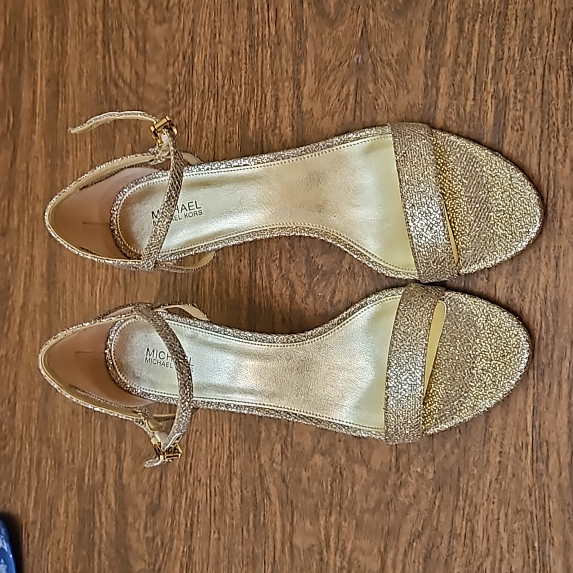 Michael Kors Sz 11m Glitter Gold Round Toe 3 In Heel Stiletto In Original Box